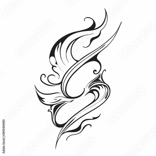 Elegant Abstract Tattoo Design Featuring Flowing Curves and Swirls elegant abstract tattoo design featuring