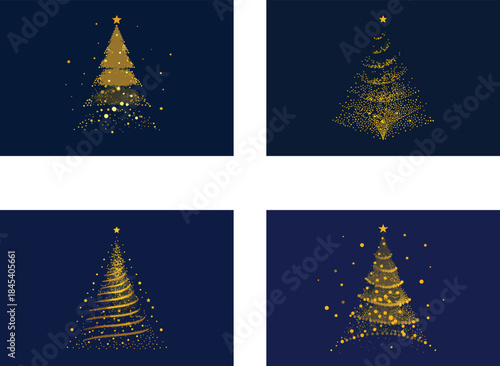 abstract christmas tree forming from golde partic