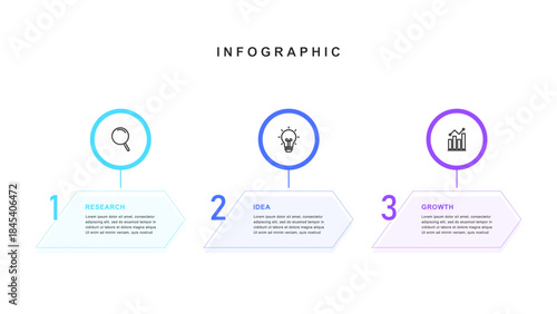 Infographic design template with icons and 3 options of business simple, workflow layout, diagram, report, web design. Creative, vector, illustration.