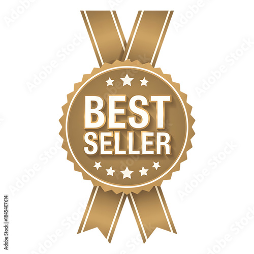 Golden best seller badge icon isolated on transparent background