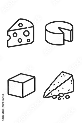 Assortment of dairy products including wedges, wheels, and blocks of cheese