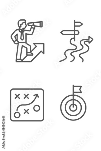 Business strategy, future vision, directional choices, tactical planning, and goal setting concepts