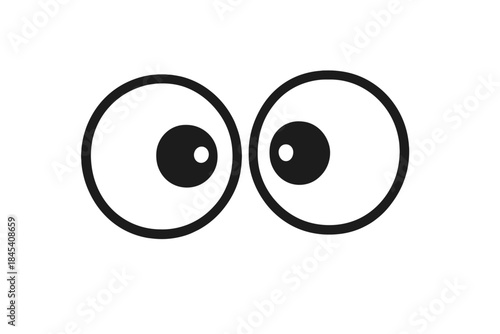 Simple cartoon eyes looking sideways with large pupils and white background