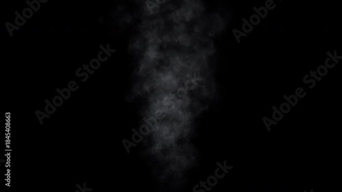 Vertical rising smoke column animation on black background

