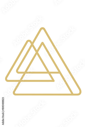 Minimalist abstract geometric design element three overlapping mountain peaks