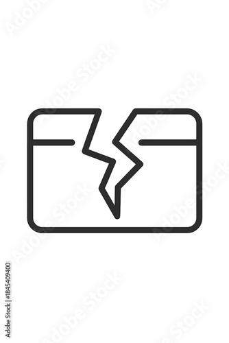 Damaged credit card or broken document symbol