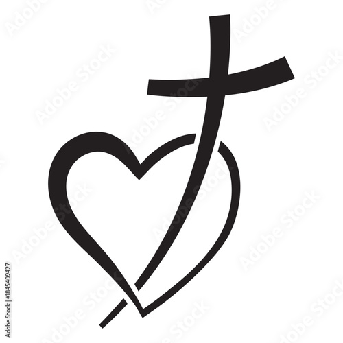 Christian cross and heart symbol illustration