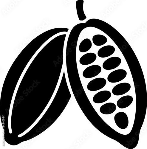 Cacao beans black silhouette vector art