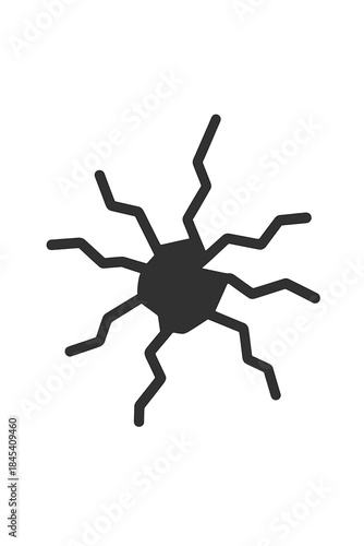 Simple black graphic depicting a fracture pattern spreading from a central impact point