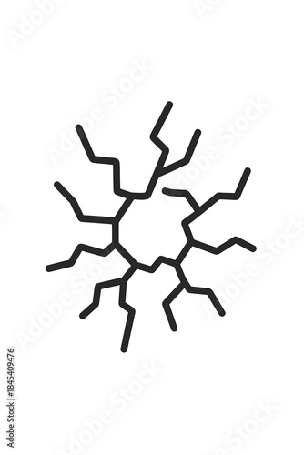 Abstract stylized crack pattern radiating from a central point on a white background