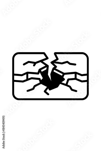 Severe damage graphic showing a rectangular shape splitting in half with radiating cracks