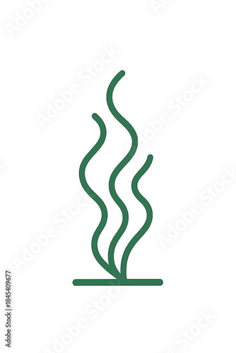 Three wavy green lines symbolizing rising steam, heat, or pleasant aroma