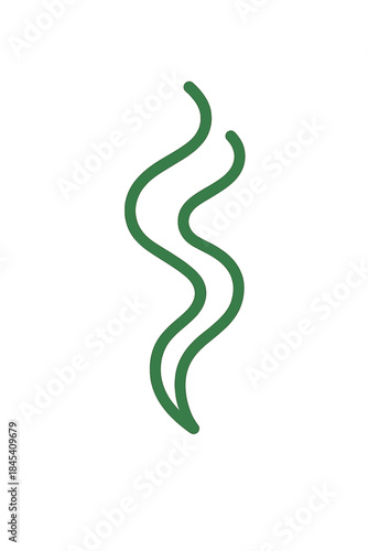 Minimalist green wavy lines symbolizing steam aroma or rising heat on white