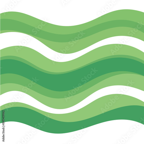 Green Wavy Lines Abstract Design with White Accents.