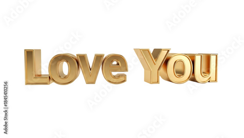 Love you golden text isolated on transparent background