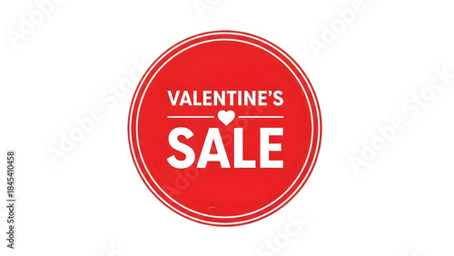 Valentine sale red badge isolated on transparent background