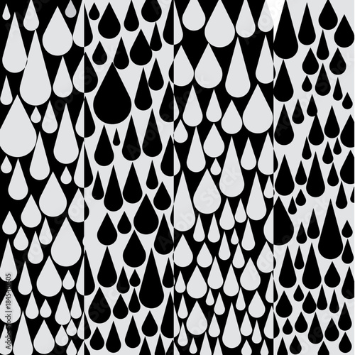 Abstract Black and White Teardrop Geometric Pattern