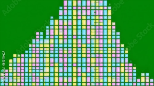 Abstract Pixelated Mountain Landscape with Green Background - A Digital Art Creation.