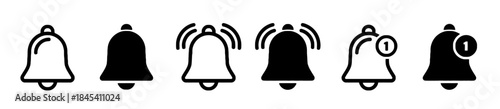Collection of bell icons in different notification states