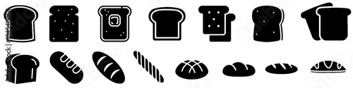 Collection of Different Bread Silhouette Vector Illustration