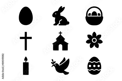 Collection of easter holiday decoration vector icons