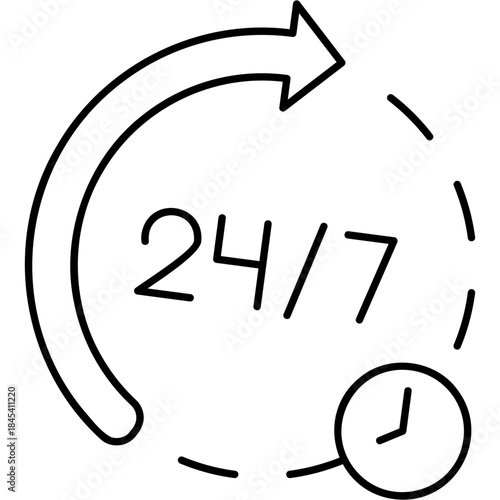 Line Art 24_7 Support Icon