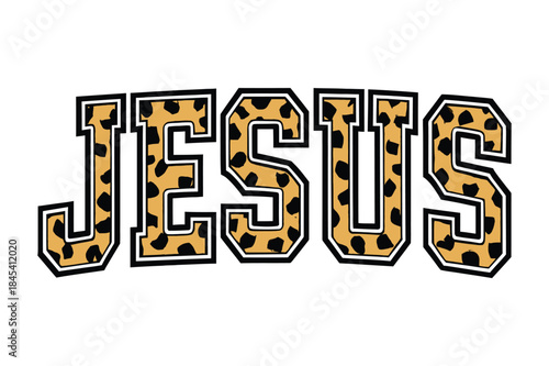 Jesus Leopard Print Christian Typography