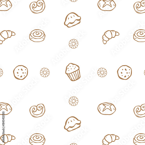 coffee and pastry pattern vintage