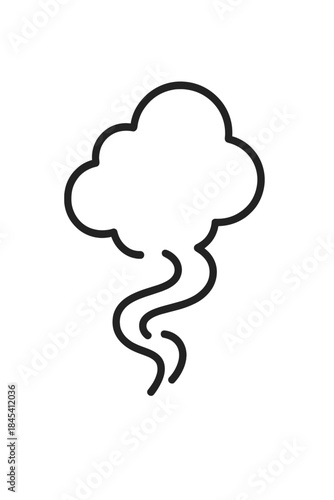 Minimalist line art symbol depicting a rising cloud of steam, smoke, or bad odor