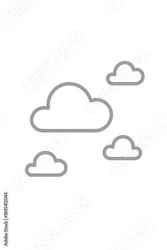 Simple line art icon set featuring three stylized clouds floating in the sky