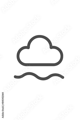 Outline weather symbol showing a cloud above wavy lines representing fog or mist