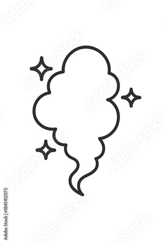 Simple outline drawing of a rising smoke or steam cloud with subtle sparkle accents
