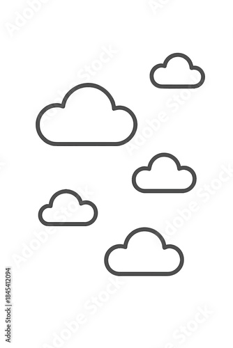 Minimalist outline icons set featuring various cloud shapes and weather symbols