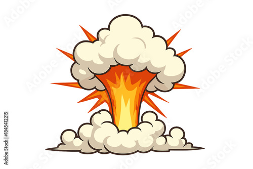 Dramatic comic book style fiery blast effect with large billowing smoke cloud