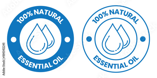 Essential oil drop icon for beauty and skincare natural product certificate label. Essential oils sticker logo for body lotion, cream and shampoo moisturizer, spa wellness fragrance.
