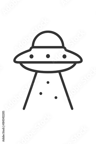 Simple graphic icon of a flying saucer UFO with a downward abduction light beam