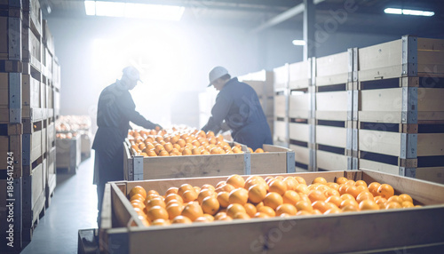 Fresh Oranges in Warehouse Storage Facility.