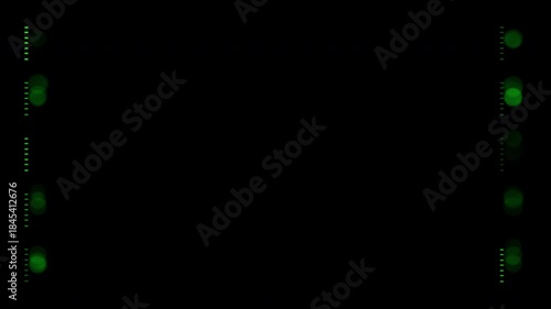 Vertical green HUD interface elements animation on black background

