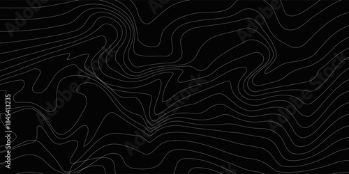 Weather Map Background. Vector Seamless Pattern with Contour Lines. Abstract Linear Topographic Texture