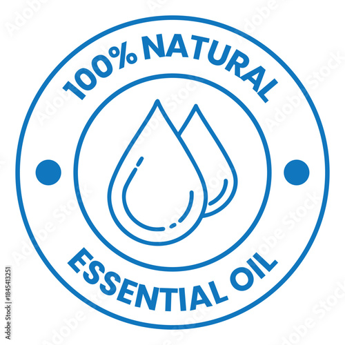 Essential oil drop icon for beauty and skincare natural product certificate label. Essential oils sticker logo for body lotion, cream and shampoo moisturizer, spa wellness fragrance.