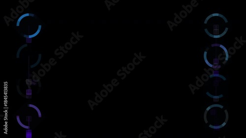 Twin vertical HUD rings animation with glowing blue and purple elements on black background
