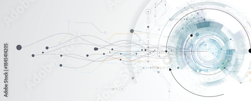 Technology and science cloud data computing. Connected neural network