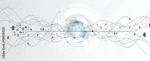 Technology and science cloud data computing. Connected neural network
