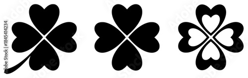 Collection of Shamrock and Clover Icons Featuring Irish Symbolism