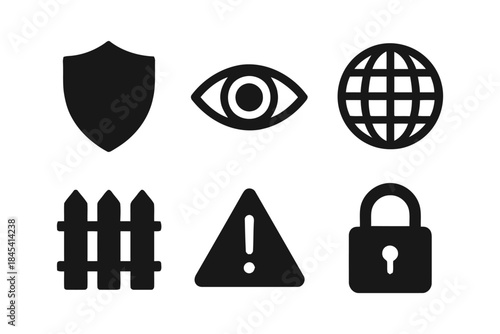 Collection of protection, privacy, safety and security vector icons