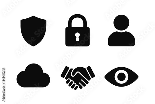 Collection of protection, security, safety and privacy vector icons