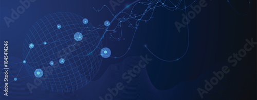 Technology and science cloud data computing. Connected neural network