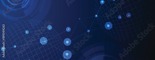 Technology and science cloud data computing. Connected neural network