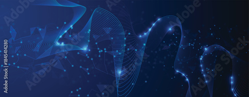 Technology and science cloud data computing. Connected neural network