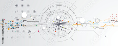 Technology and science cloud data computing. Connected neural network